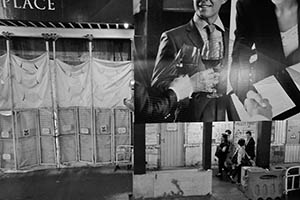 Street scene at night, Des Voeux Road Central, Sheung Wan, 31 March 2015
