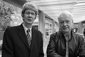 Academics John Bacon-Shone (left) and David Dudgeon (right), HKU campus, 10 March 2015