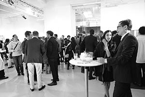 Guests at the opening of the Soho 189 Art Lane gallery complex, Queen's Road West, Sheung Wan, 10 March 2015