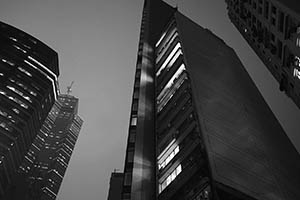 Night view of buildings in Central, 11 March 2015