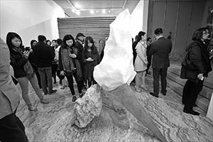 Visitors at the K11 Art Foundation Pop-up Space opening, Sheung Wan, 11 March 2015