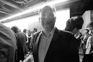 Curator Tobias Berger at K11 Art Foundation Pop-up space opening, Sheung Wan, 11 March 2015