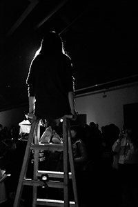 A performance art piece at K11 Art Foundation Pop-up Space opening, Sheung Wan, 11 March 2015