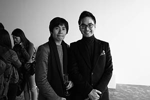 Kingsley Ng (left) and Adrian Cheng (right) at the opening of K11 Art Foundation Pop-up Space, 11 March 2015