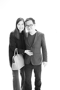 Michael Chan and guest at the opening of the K11 Art Foundation Pop Up Space, Sheung Wan, 11 March 2015
