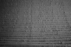 Detail of 'Boat', an installation artwork by Zhu Jinshi made from sheets of rice paper,  The Rotunda, Exchange Square, 12 March 2015