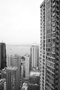 View of Victoria Harbour and residential buildings in Sheung Wan, 1 March 2015