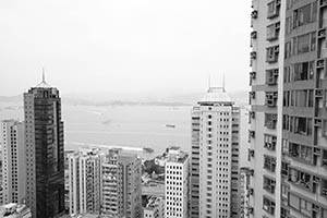 View of Victoria Harbour and residential buildings in Sheung Wan, 1 March 2015