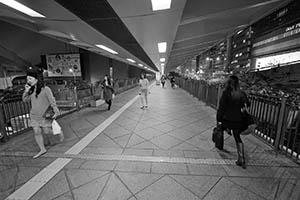 Elevated walkway at night, Central, 3 March 2015