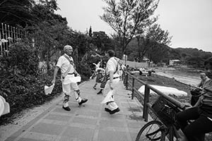 Morris dancers at Silvermine Bay beach, Lantau, 15 March 2015