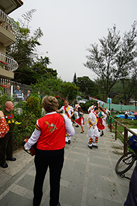 Morris dancers at Silvermine Bay beach, Lantau, 15 March 2015