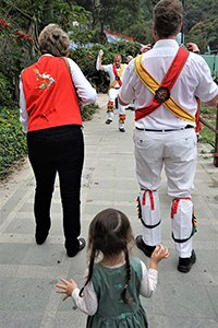 Morris dancing,  near Silvermine Bay Beach, Lantau, 15 March 2015