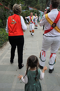 Morris dancers, Silvermine Bay beach, Lantau, 15 March 2015