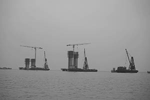 The Hong Kong - Zhuhai - Macau Bridge under construction, 22 March 2015