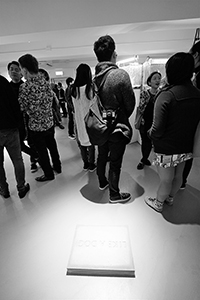 Guests at an exhibition opening, Para Site, Quarry Bay, 6 March 2015