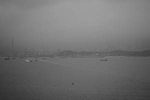 Victoria Harbour, viewed from Sheung Wan, Hong Kong Island, 20 April 2015