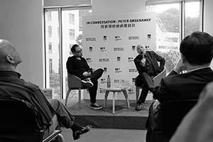 Film Director Peter Greenaway in conversation at the British Council, Admiralty, Hong Kong Island, 2 April 2015