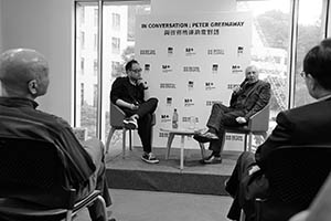 Film Director Peter Greenaway in conversation at the British Council, Admiralty, Hong Kong Island, 2 April 2015