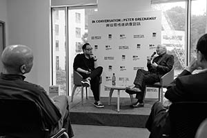 Film Director Peter Greenaway in conversation at the British Council, Admiralty, Hong Kong Island, 2 April 2015