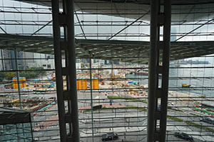 View of harbourfront construction site from the Hong Kong Convention and Exhibition Centre, Wanchai, 3 April 2015