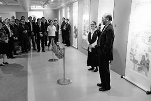 Opening of an art exhibition in the Pao Galleries, Hong Kong Arts Centre, 2 April 2015