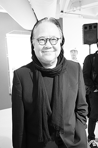 Architect Leslie Lu at the opening of an art exhibition, Pao Galleries, Hong Kong Arts Centre, Wanchai, 2 April 2015
