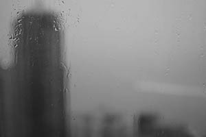 Rainy weather, view through a window, Sheung Wan, 11 May 2015