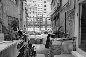 Sai Woo Lane, with view of Sai Woo Lane Playground, Sai Ying Pun, 22 May 2015
