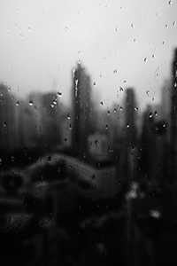 Rainy weather, view through a window, Sheung Wan, 23 May 2015
