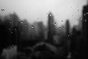 Rainy weather, view through a window, Sheung Wan, 23 May 2015