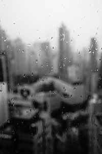 Rainy weather, viewed through a window, Sheung Wan, 23 May 2015