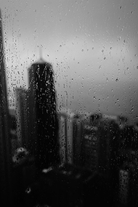 Rainy weather, view through a window, Sheung Wan, 23 May 2015