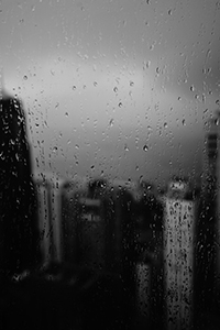 Rainy weather, view through a window, Sheung Wan, 23 May 2015