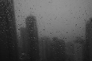 Rainy weather, view through a window, Sheung Wan, 26 May 2015