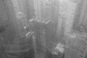 Rainy weather, view through a window, Sheung Wan, 26 May 2015