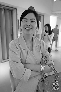 Carmen Ho at an exhibition opening, Para Site, King's Road, Quarry Bay, 29 May 2015