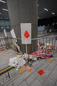 Chinese flags abandoned  by pro-China demonstrators outside the Legislative Council, Admiralty, 17 June 2015