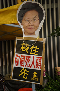 Image of Carrie Lam displayed outside the Central Government Offices Complex, Admiralty, 17 June 2015