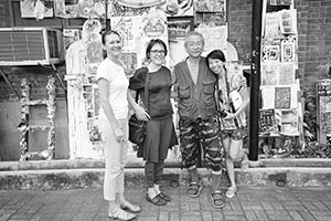 Frog King with guests, outside the Cattle Depot Artist Village, To Kwa Wan, 7 June 2015