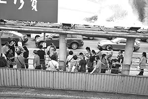 Bus stop near the Hung Hom entrance to the cross-harbour tunnel, Kowloon, 7 June 2015