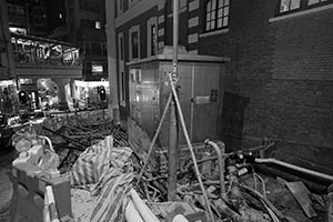 Construction underway outside Tai Kwun, Old Bailey Street, Central, 9 June 2015