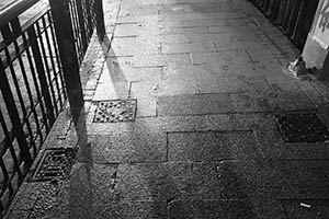 Shadows of railings on the ground, Sheung Wan, 10 June 2015