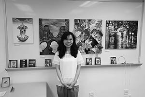 Dr. Silvia Fok at an exhibition she has organized in the Hong Kong Polytechnic University, Hung Hom, 12 June 2015