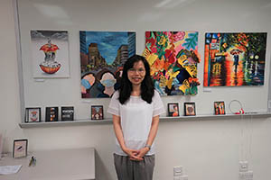 Dr. Silvia Fok at an exhibition she had organized in the Hong Kong Polytechnic University, Hung Hom, 12 June 2015