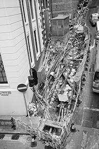 Construction work outside Tai Kwun, Old Bailey Street, Central, 13 June 2015