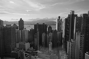 View towards Sai Ying Pun from the Senior Common Room, K. K. Leung Building, HKU, Pokfulam, 16 June 2015