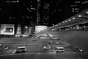 Overhead walkway heading to Admiralty Centre, Harcourt Road,  17 June 2015