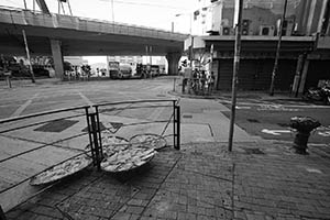 Goods drying on the street, Des Voeux Road West, Sheung Wan, 19 June 2015