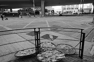 Goods drying on the street, Des Voeux Road West, Sheung Wan, 19 June 2015