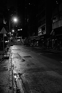 Street scene at night, Queen's Road West, Sai Ying Pun, 23 June 2015